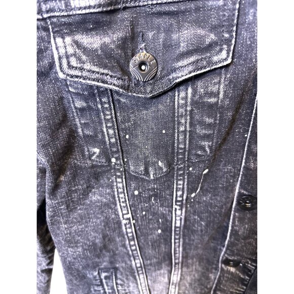 STAPLE‎ Mens XL Distressed Denim Jacket with Paint Splatter & Patchwork NWT - Picture 3 of 15